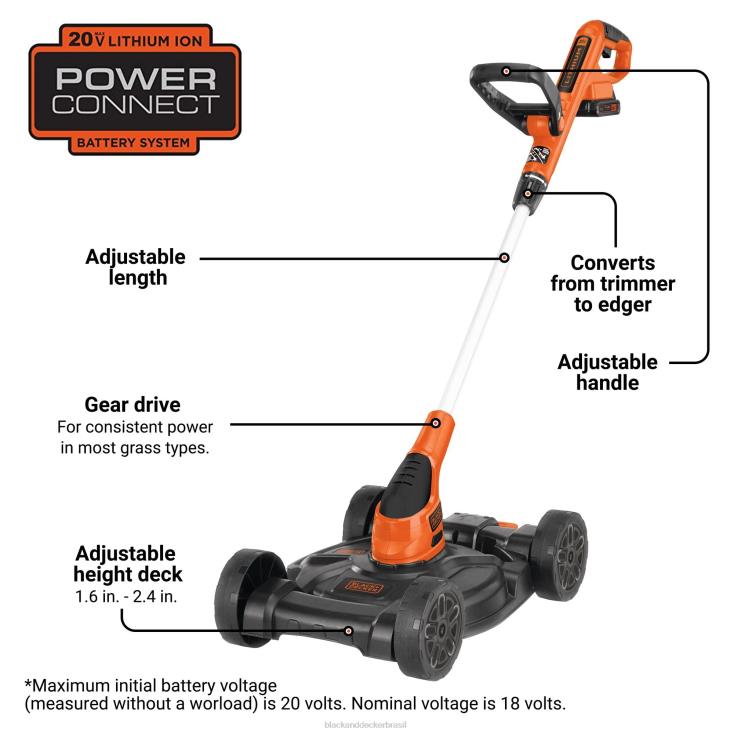 BLACK+DECKER N20D414Cortador de grama compacto 3 em 1 de 12 polegadas de lítio máximo de 20 V ar livre