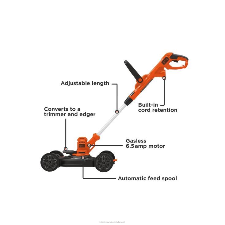 BLACK+DECKER N20D415Cortador de grama elétrico, aparador de cordas, 3 em 1, com fio ar livre