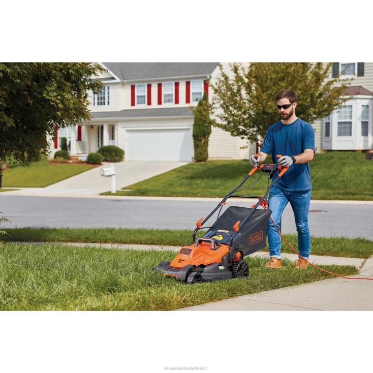 BLACK+DECKER N20D418cortador de grama elétrico com cabo de bicicleta com fio de 15 polegadas e 10 A ar livre