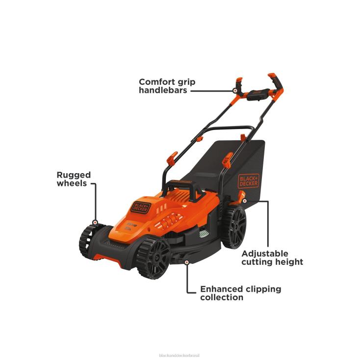 BLACK+DECKER N20D418cortador de grama elétrico com cabo de bicicleta com fio de 15 polegadas e 10 A ar livre