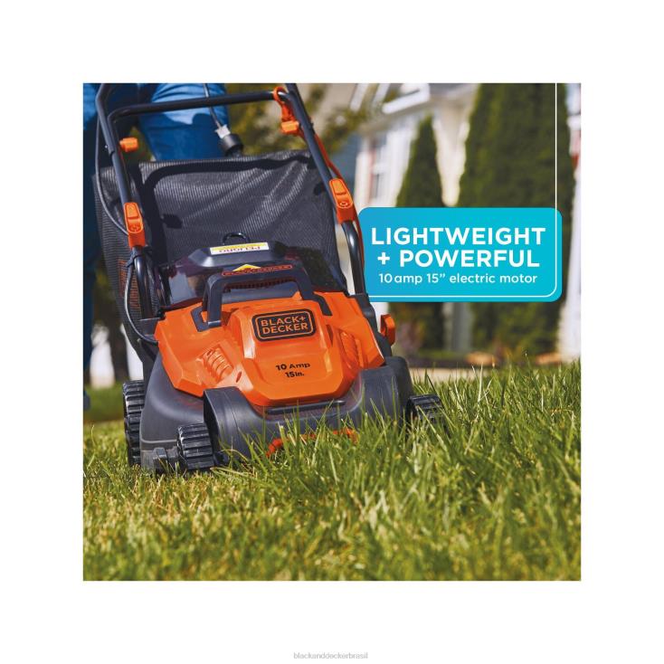 BLACK+DECKER N20D418cortador de grama elétrico com cabo de bicicleta com fio de 15 polegadas e 10 A ar livre