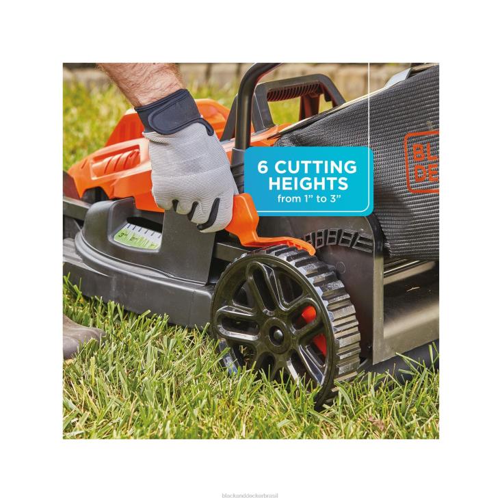 BLACK+DECKER N20D418cortador de grama elétrico com cabo de bicicleta com fio de 15 polegadas e 10 A ar livre