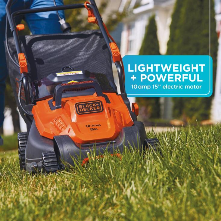 BLACK+DECKER N20D427cortador de grama elétrico de 10 amperes com fio de 15 polegadas ar livre