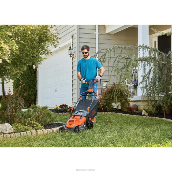 BLACK+DECKER N20D427cortador de grama elétrico de 10 amperes com fio de 15 polegadas ar livre