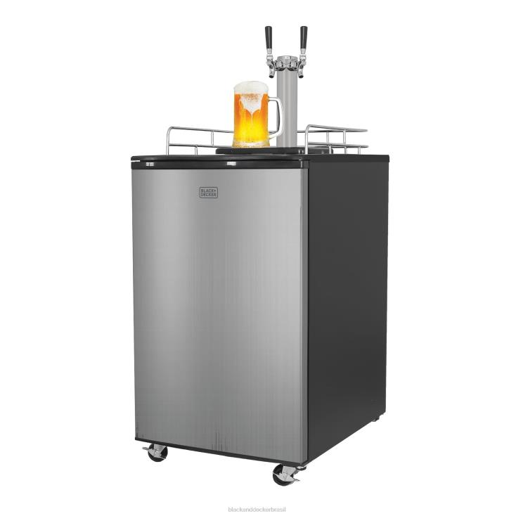 BLACK+DECKER N20D45921,1 pol. 6,1 cu. kegerator de cerveja com torneira dupla em aço inoxidável ar livre