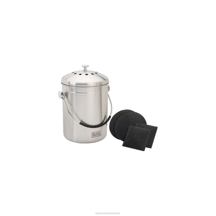 BLACK+DECKER N20D409caixa de compostagem de bancada em aço inoxidável 166 onças. ar livre