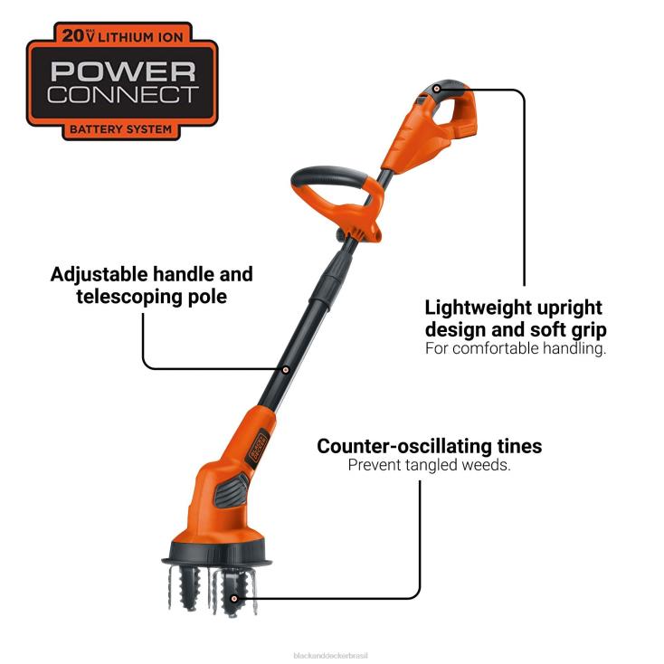 BLACK+DECKER N20D412Somente ferramenta de kit de leme de jardim sem fio com conexão máxima de 20 V ar livre