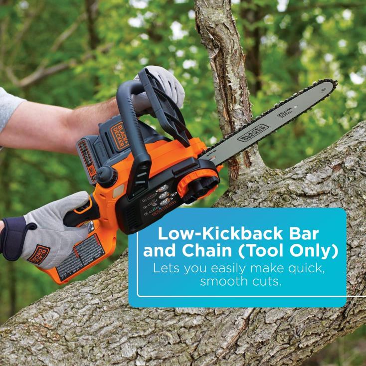 BLACK+DECKER N20D389Motosserra sem fio de 20 V no máximo de 10 polegadas (somente ferramenta) ar livre