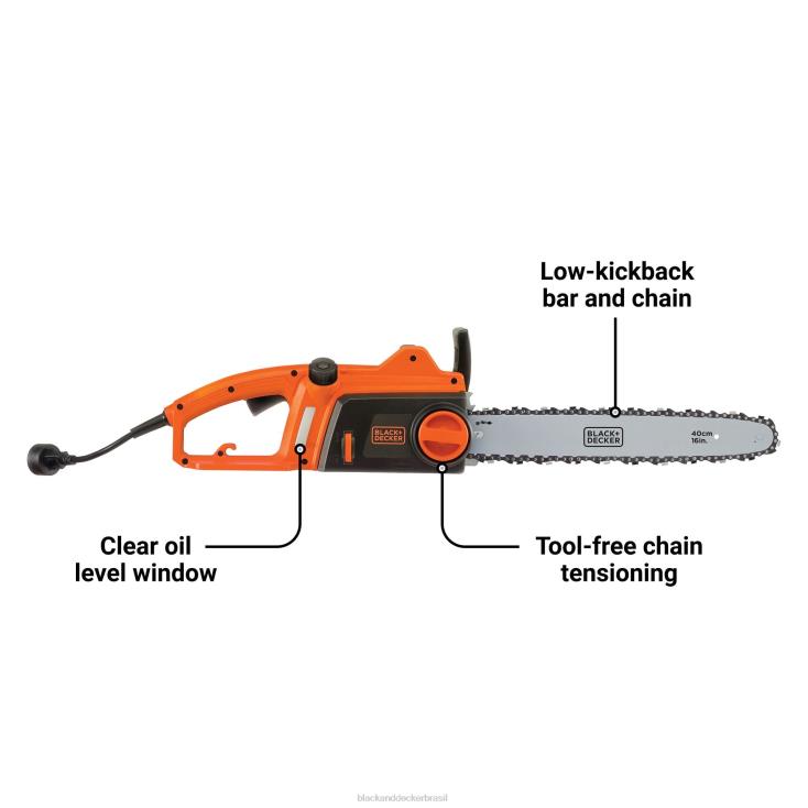 BLACK+DECKER N20D393motosserra elétrica de 16 polegadas e 12 amperes ar livre
