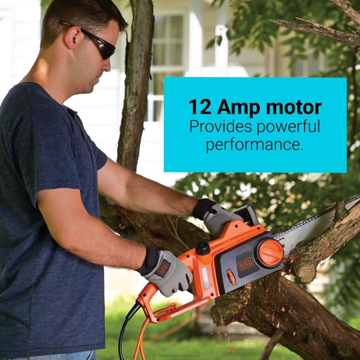BLACK+DECKER N20D393motosserra elétrica de 16 polegadas e 12 amperes ar livre