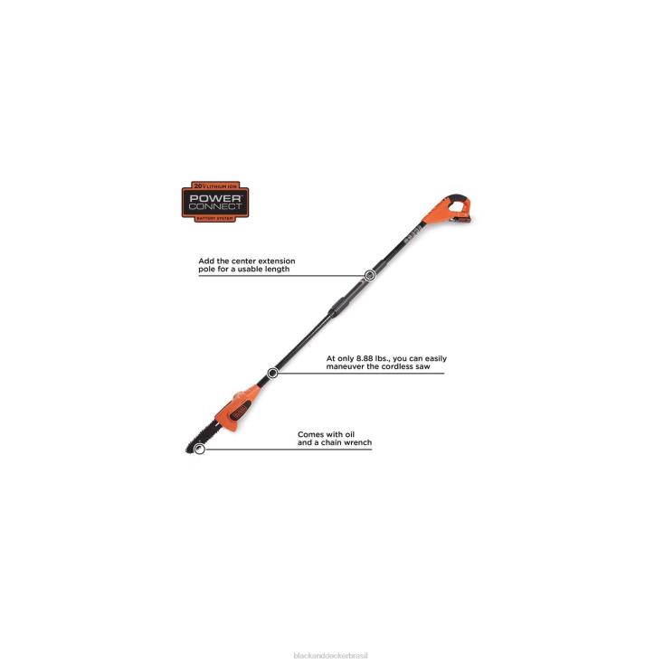 BLACK+DECKER N20D396Serra de poste máximo de 20 V apenas ferramenta de 8 polegadas ar livre