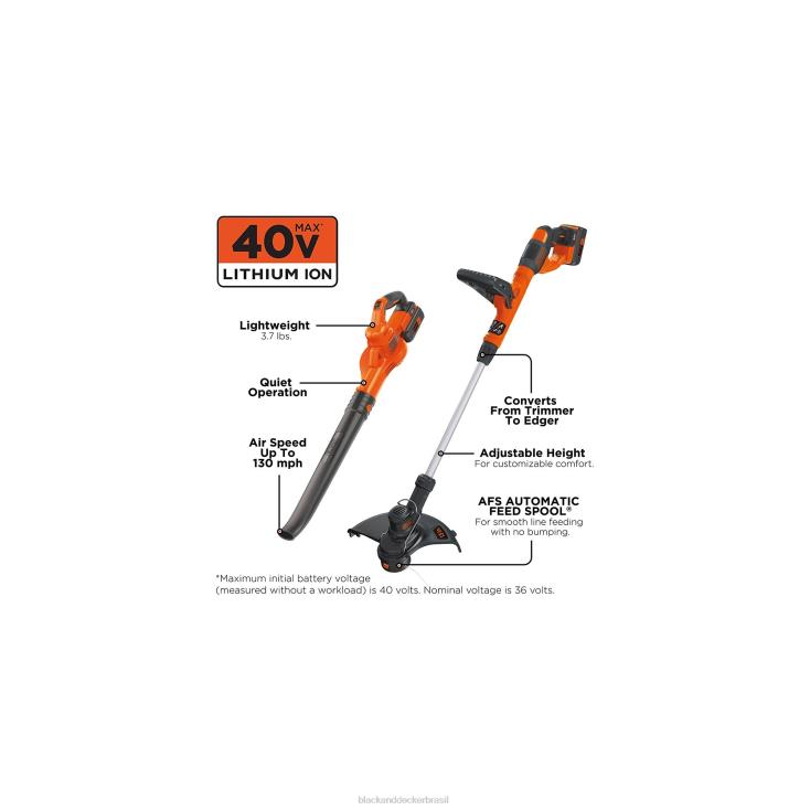 BLACK+DECKER N20D441Kit combinado de aparador / varredor de corda de lítio máximo de 40 V ar livre