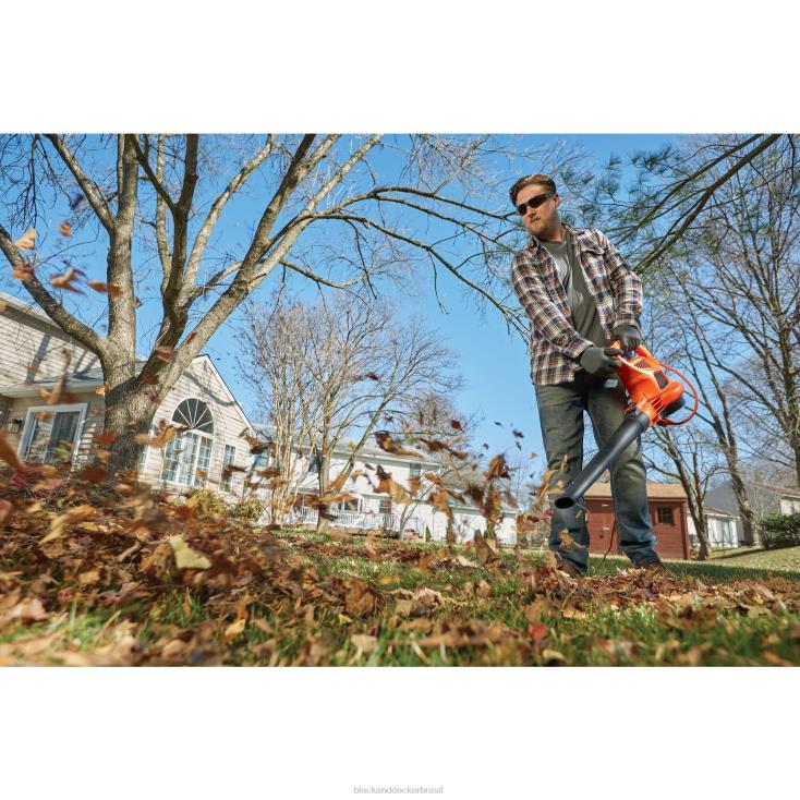 BLACK+DECKER N20D442Triturador elétrico a vácuo de folhas com soprador de folhas 3 em 1 ar livre