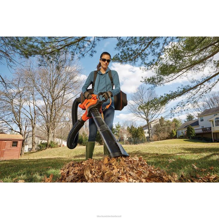 BLACK+DECKER N20D442Triturador elétrico a vácuo de folhas com soprador de folhas 3 em 1 ar livre