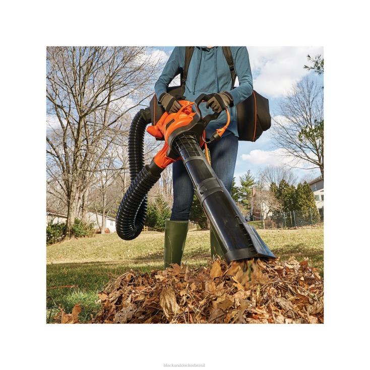 BLACK+DECKER N20D442Triturador elétrico a vácuo de folhas com soprador de folhas 3 em 1 ar livre