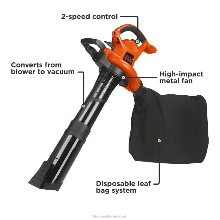 BLACK+DECKER N20D448soprador de folhas e aspirador de folhas 3 em 1 12 A 250 mph 400 cfm ar livre