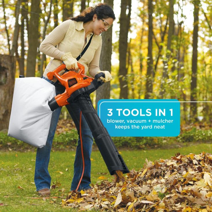 BLACK+DECKER N20D448soprador de folhas e aspirador de folhas 3 em 1 12 A 250 mph 400 cfm ar livre