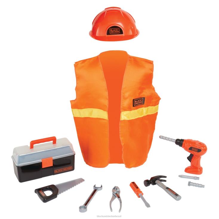 BLACK+DECKER N20D246júnior 12 unid. conjunto de roupas de carpinteiro com ferramentas de brinquedo casa e estilo de vida