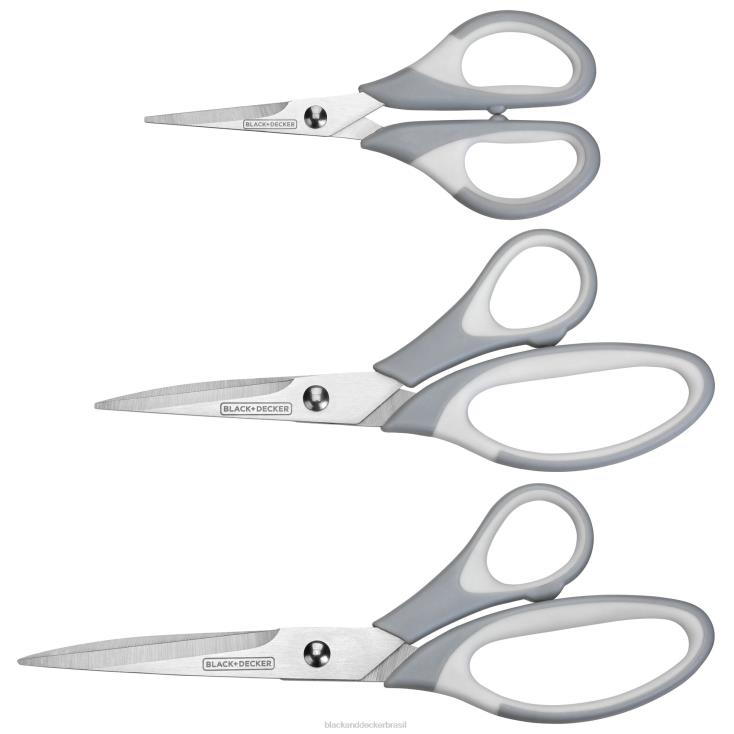 BLACK+DECKER N20D150pacote múltiplo de tesouras com tesouras multiuso de 5,5 pol., 6,5 pol. e 8,5 pol. casa e estilo de vida