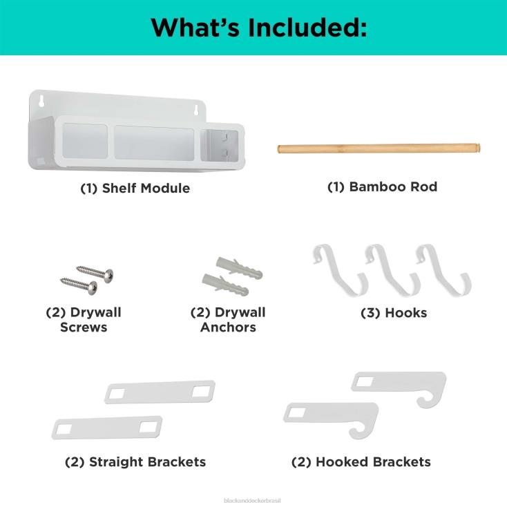 BLACK+DECKER N20D125sistema de prateleira suspensa/magnética com suportes casa e estilo de vida