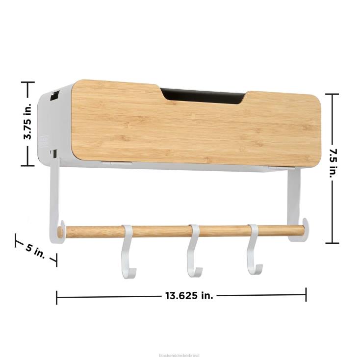 BLACK+DECKER N20D126prateleira branca suspensa/sistema de rack magnético com porta casa e estilo de vida