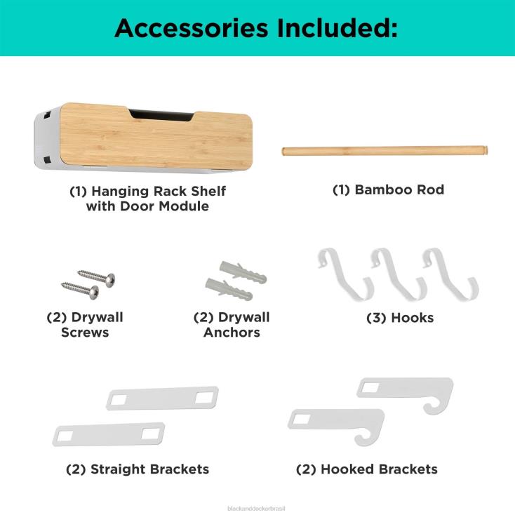 BLACK+DECKER N20D126prateleira branca suspensa/sistema de rack magnético com porta casa e estilo de vida