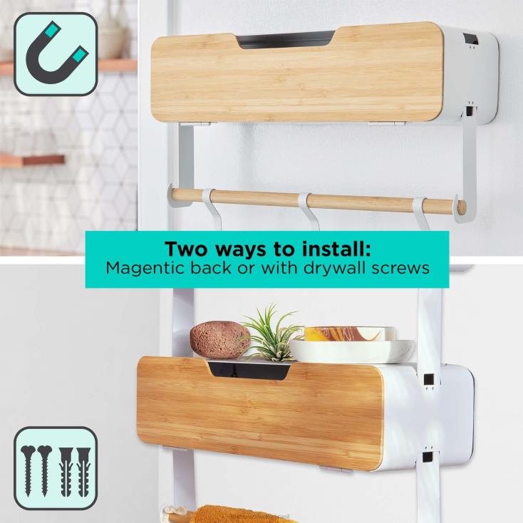 BLACK+DECKER N20D126prateleira branca suspensa/sistema de rack magnético com porta casa e estilo de vida