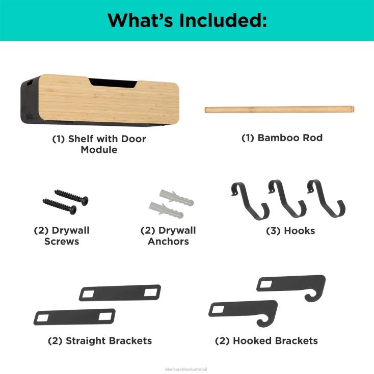 BLACK+DECKER N20D127sistema de rack suspenso/magnético - prateleira com porta c/suportes (t) casa e estilo de vida