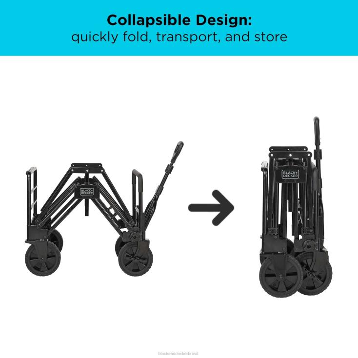 BLACK+DECKER N20D133Carrinho de armazenamento dobrável 3 em 1, carrinho utilitário com capacidade para até 150 libras. preto casa e estilo de vida