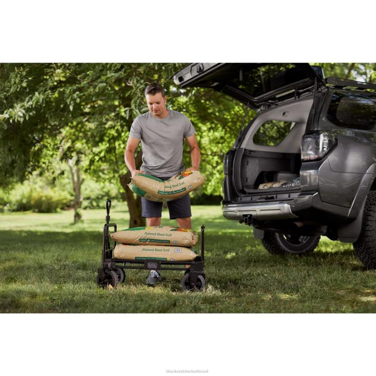 BLACK+DECKER N20D133Carrinho de armazenamento dobrável 3 em 1, carrinho utilitário com capacidade para até 150 libras. preto casa e estilo de vida