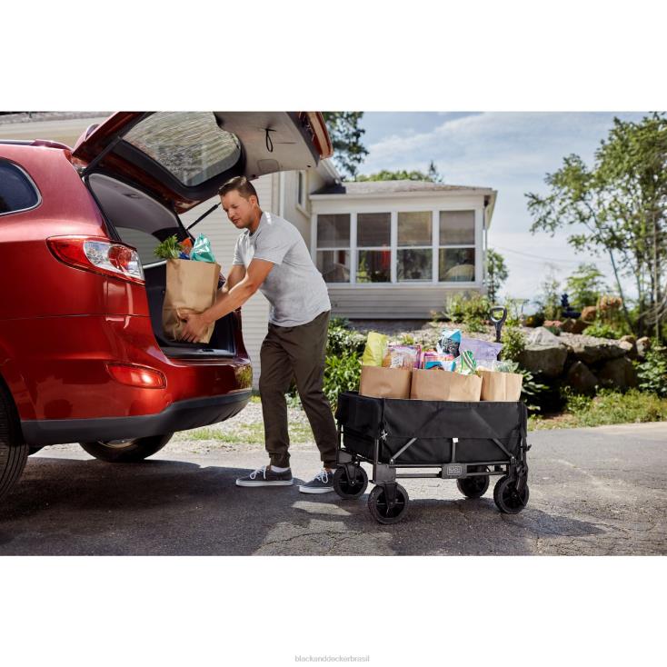 BLACK+DECKER N20D133Carrinho de armazenamento dobrável 3 em 1, carrinho utilitário com capacidade para até 150 libras. preto casa e estilo de vida
