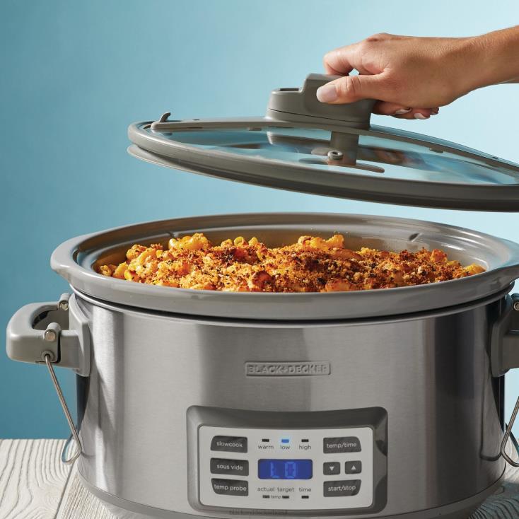 BLACK+DECKER N20D339Fogão lento digital de 7 quartos com sonda de temperatura sous-vide de precisão cozinha