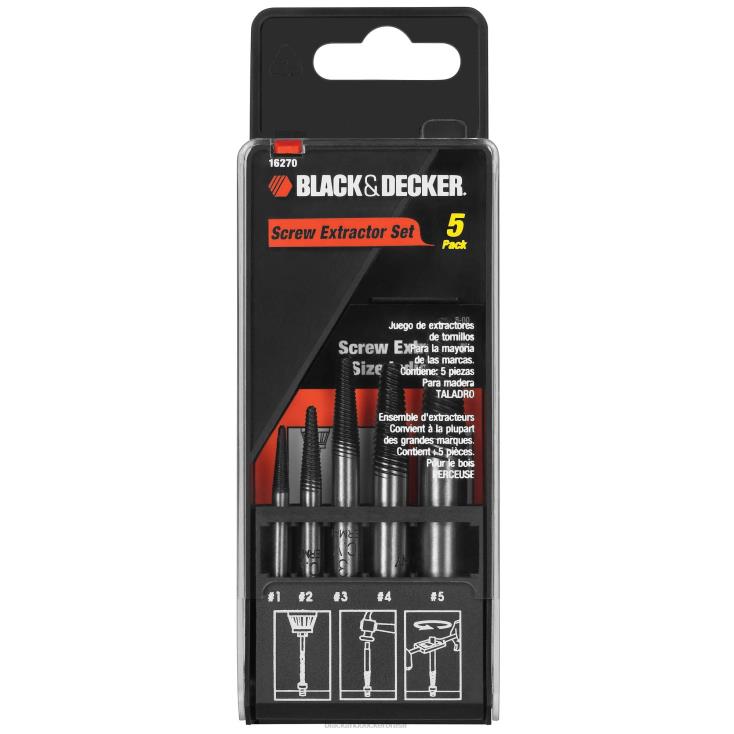 BLACK+DECKER N20D759conjunto extrator de parafuso 5 peças ferramentas