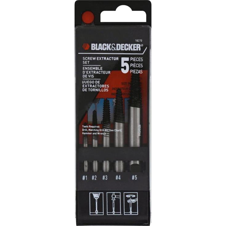BLACK+DECKER N20D759conjunto extrator de parafuso 5 peças ferramentas
