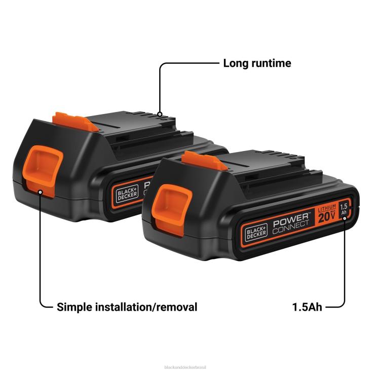 BLACK+DECKER N20D720Bateria de íon de lítio 20v max powerconnect 1,5ah 2 unidades ferramentas