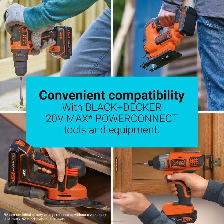 BLACK+DECKER N20D720Bateria de íon de lítio 20v max powerconnect 1,5ah 2 unidades ferramentas