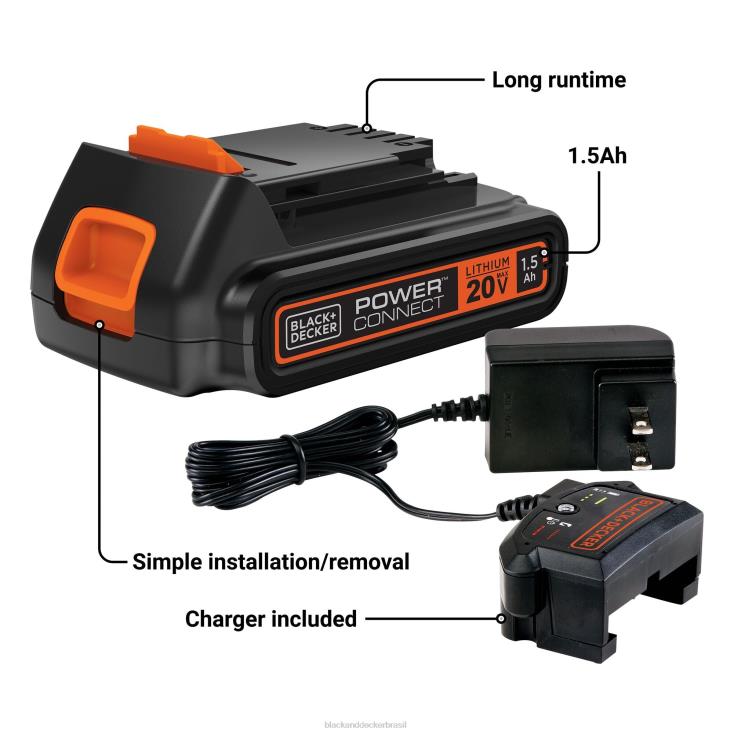 BLACK+DECKER N20D723Carregador de bateria de íon de lítio 20v max powerconnect 1.5ah ferramentas
