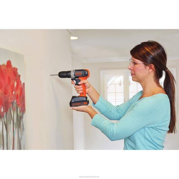 BLACK+DECKER N20D520Kit de chave de perfuração de 3/8 pol. sem fio máximo de 20 V (1) bateria de íon de lítio com carregador ferramentas