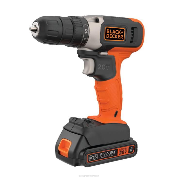 BLACK+DECKER N20D520Kit de chave de perfuração de 3/8 pol. sem fio máximo de 20 V (1) bateria de íon de lítio com carregador ferramentas