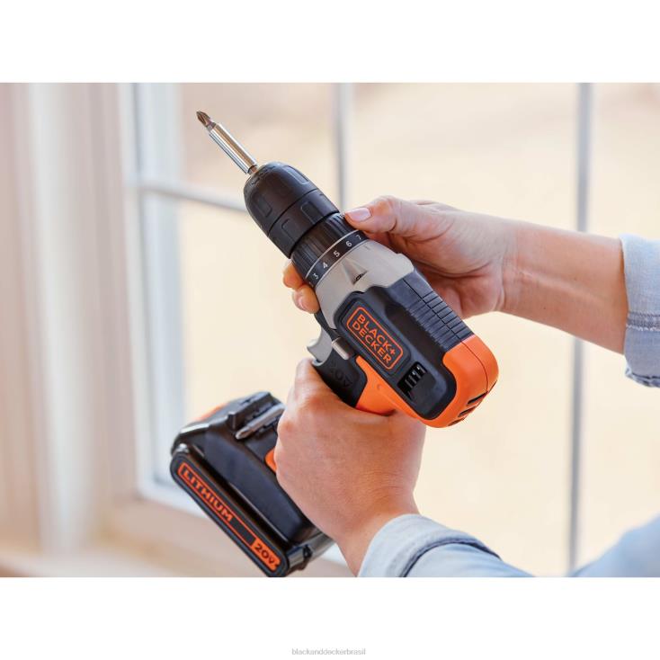 BLACK+DECKER N20D520Kit de chave de perfuração de 3/8 pol. sem fio máximo de 20 V (1) bateria de íon de lítio com carregador ferramentas