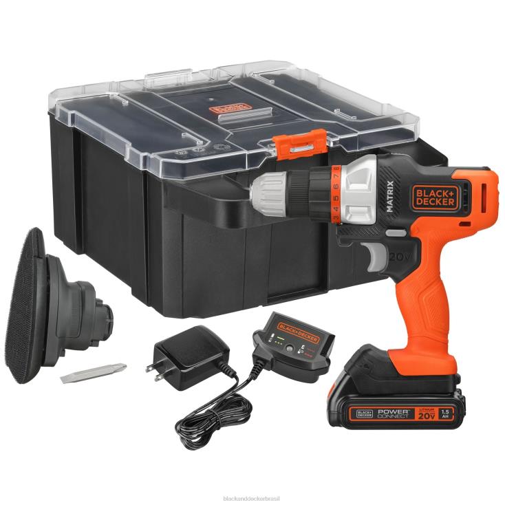 BLACK+DECKER N20D525O kit de broca Matrix 20 V Max inclui estojo de armazenamento de acessórios para lixadeira, bateria e carregador ferramentas