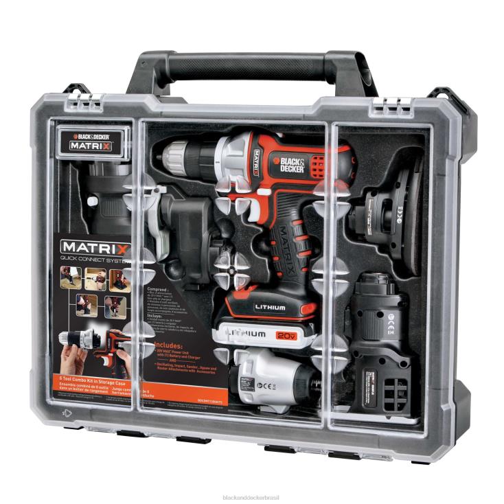 BLACK+DECKER N20D527Kit combinado de ferramentas elétricas de furadeira de matriz máxima de 20v, conjunto de 6 ferramentas sem fio ferramentas