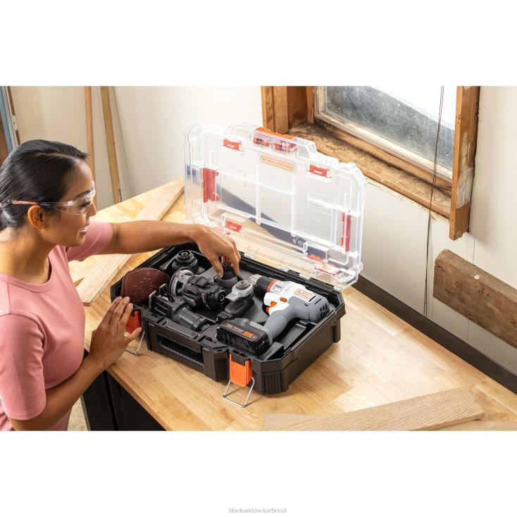 BLACK+DECKER N20D528Kit combinado sem fio de matriz máxima de 20 V com 6 ferramentas branco e laranja ferramentas