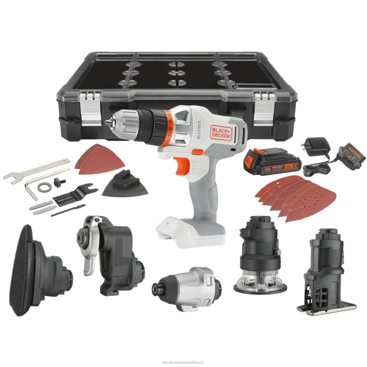 BLACK+DECKER N20D528Kit combinado sem fio de matriz máxima de 20 V com 6 ferramentas branco e laranja ferramentas