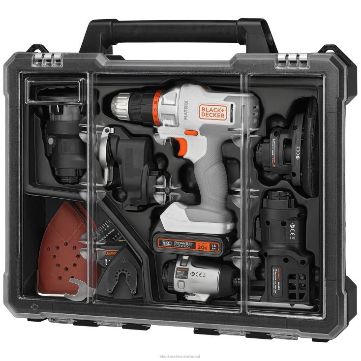 BLACK+DECKER N20D528Kit combinado sem fio de matriz máxima de 20 V com 6 ferramentas branco e laranja ferramentas