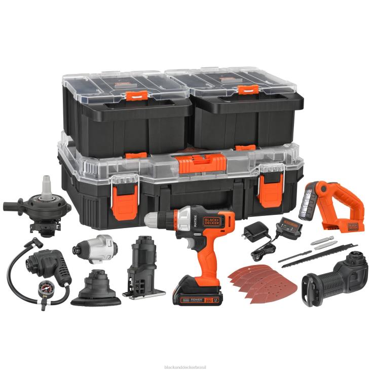 BLACK+DECKER N20D529O kit de ferramentas elétricas Matrix 20 V Max inclui furadeira sem fio, 8 acessórios e estojo de armazenamento ferramentas