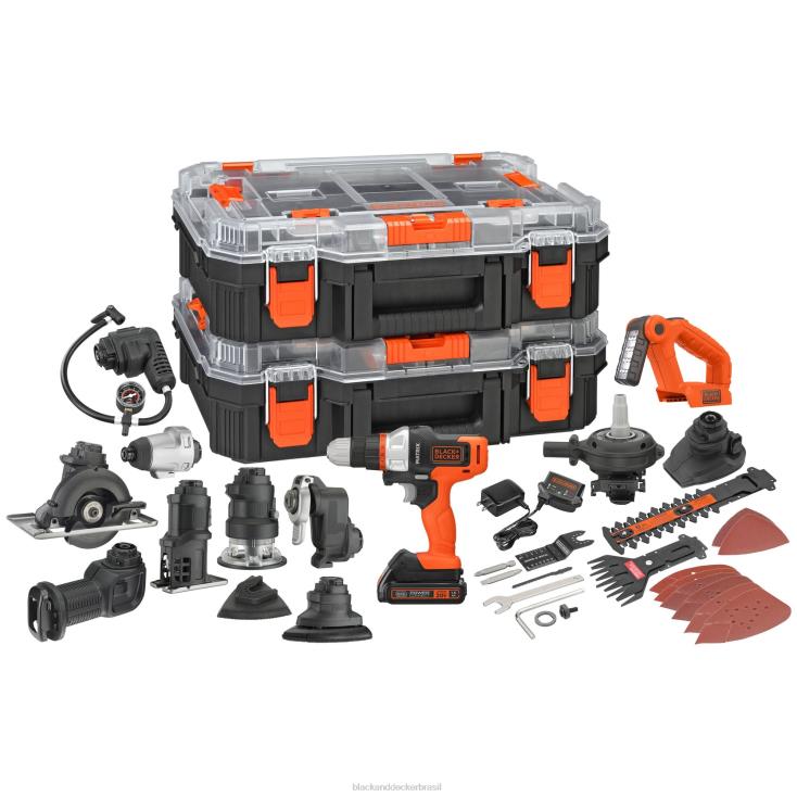 BLACK+DECKER N20D530O kit de ferramentas elétricas Matrix 20 V Max inclui furadeira sem fio, 12 acessórios e estojo de armazenamento ferramentas