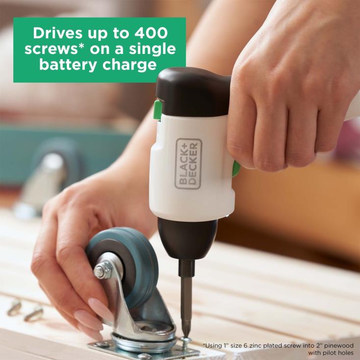 BLACK+DECKER N20D531Chave de fenda sem fio Reviva 4V Max recarregável por USB ferramentas
