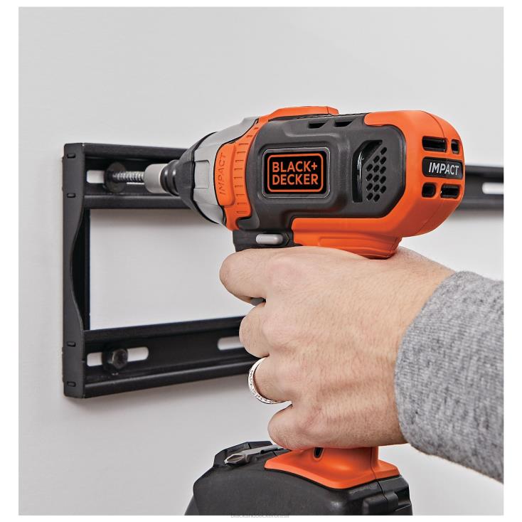 BLACK+DECKER N20D535Chave de impacto sem fio máxima de 20 V com carregador e ponta de fixação ferramentas