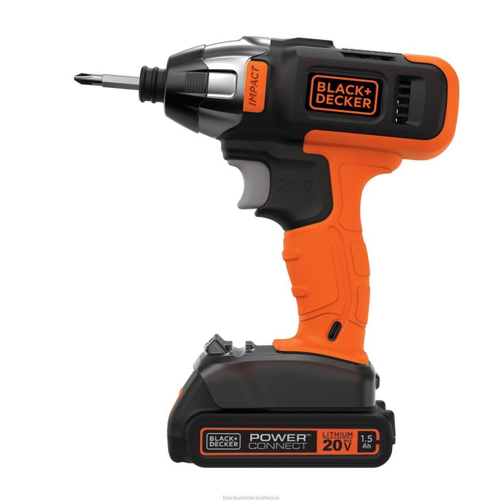 BLACK+DECKER N20D535Chave de impacto sem fio máxima de 20 V com carregador e ponta de fixação ferramentas